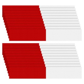 GSHLLO 20 Pcs Rectangle Red White Reflective Stickers Night Visibility Warning Stickers Waterproof Safety Reflective Strips Self Adhesive Reflective Tape Decals Trailer Truck Reflector Stickers
