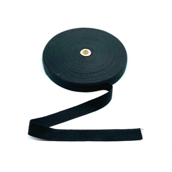 Black Cotton Blend Binding Apron Herringbone Twill Webbing Tape Sew Strap 25mm Wide 1"- 5 metres