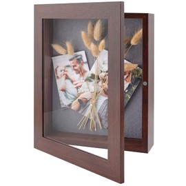Golden State Art, 8x10.5 Shadow Box Frame Display Case, 2-inch Depth, Great for Collages, Collections, Mementos, 6 Pins Included (Brown, 1 Pack)