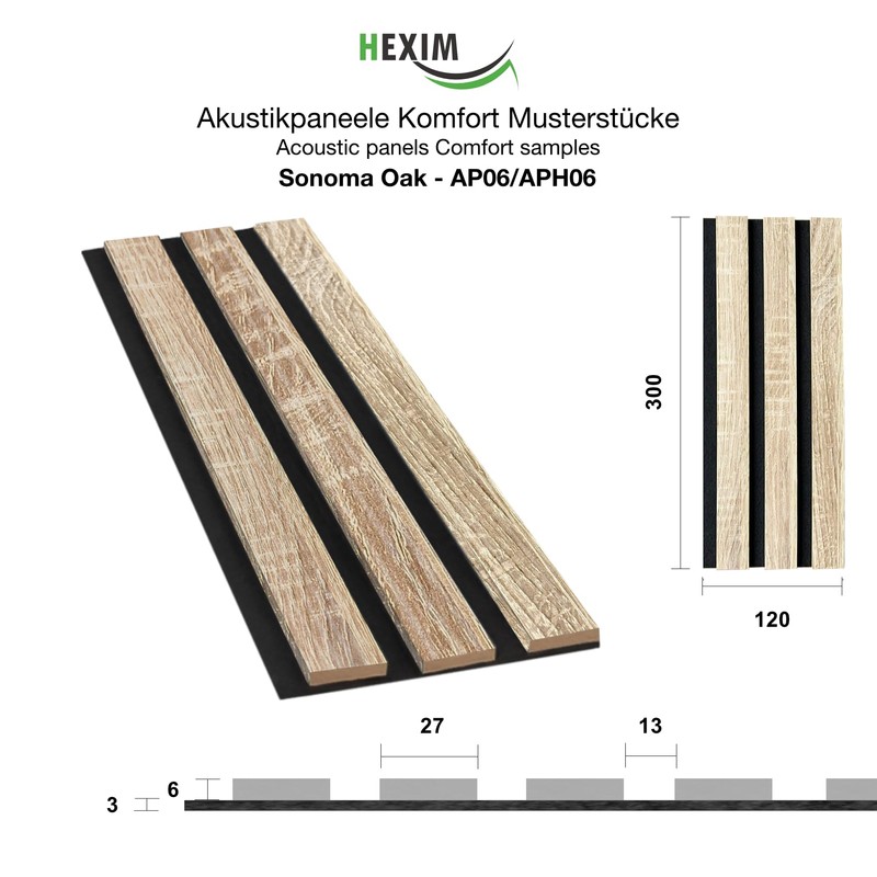HEXIM Acoustic Panels Sample Piece - Flexible Slat Wall, Wood