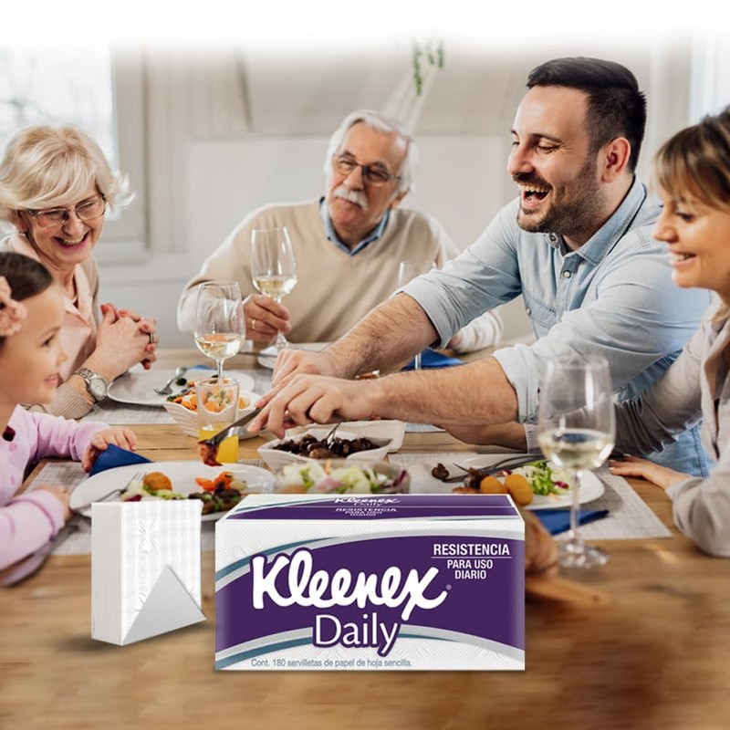 Kleenex Daily Servilleta, Paquete con 180 piezas de hoja sencilla