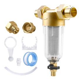 Water Filter, Reusable, 1 Inch Backwash Filter, Flushable Fine Filter with 3/4 Inch Adapter, Water Pre-Filter Sediment Filter, Spin Down Sediment Water Filter for Well Water