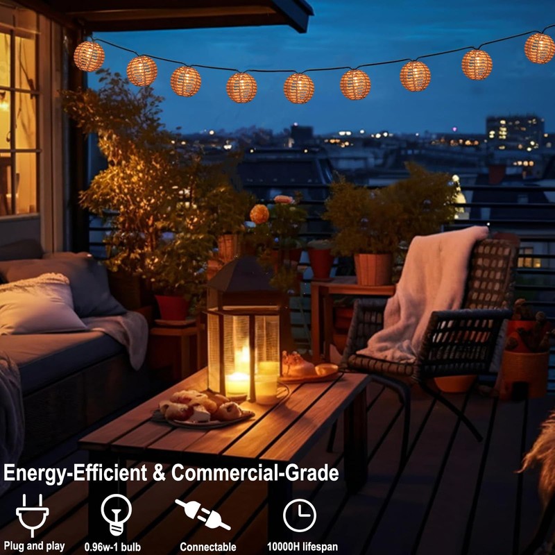 Decorative String Lights Plug in with 10 Incandescent Bulbs, Natural