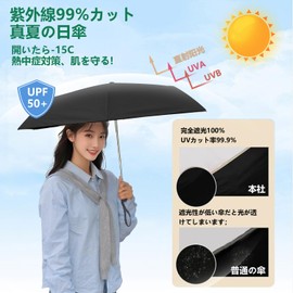 Parasol, UV Protection, 100% UV Protection, Automatic Opening/Closing, Fully Blackout, Heat Blocking, Folding Umbrella, Ultra Lightweight, 6.7 oz (195 g), Folding Umbrella, Women's, Compact, Folding
