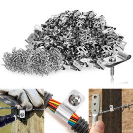 Fence Clips, Pack of 200 Fence Wire Clamps, Stainless Steel, Mounting Clips for Fence with Screws, Fence Attachment, Agricultural Fencing for Welded Wire to Wood, Metal or Vinyl Fence