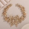 Teyglen Diadema de Cristal Color Champán para Boda, Sencilla, con