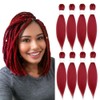 KAVSORAPI Red Braiding Hair 12 Inch Pre Stretched Hair Short
