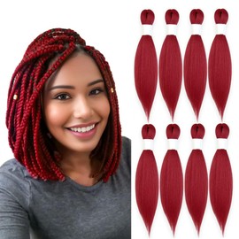KAVSORAPI Red Braiding Hair 12 Inch Pre Stretched Hair Short Straight Crochet Braids Yaki Texture Synthetic Fiber 8 Packs (Red)