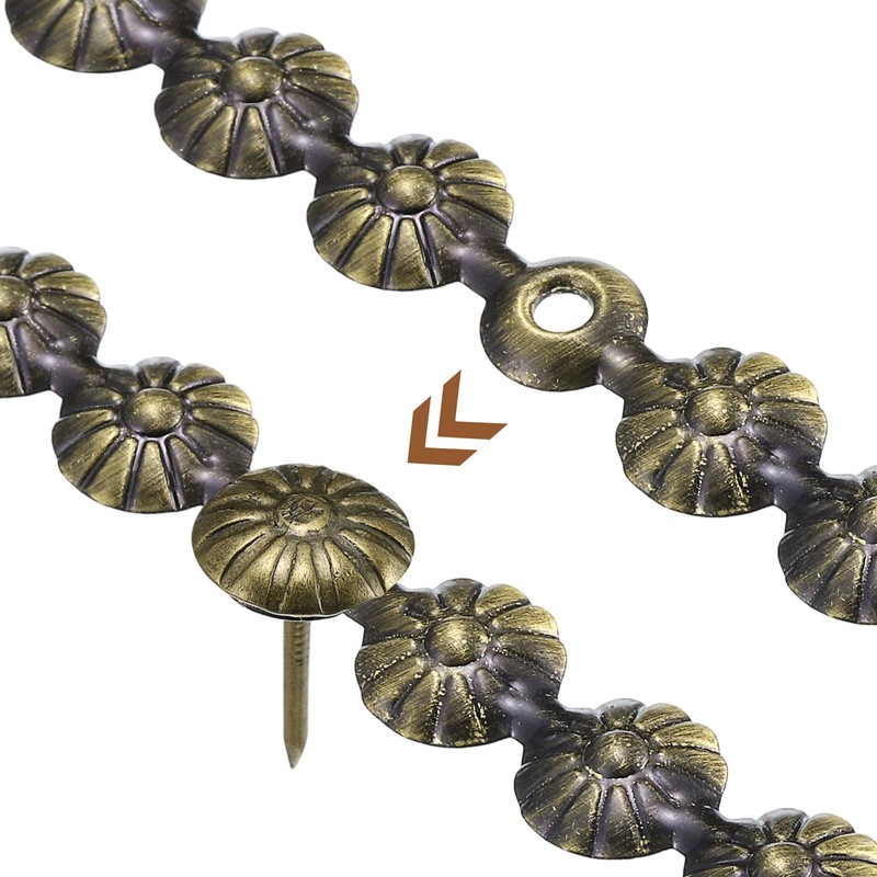 sourcing map Upholstery Tacks Strips, 1Meter Flower Decorative Nail Trims