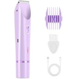 IPX7 Waterproof Bikini Trimmer for Women, Hypoallergenic Painless Ceramic Blade Electric Face Razors for Shaving, Facial Pubic Hair Removal Shaver for Shower Use Summer Essentials(Light Purple)
