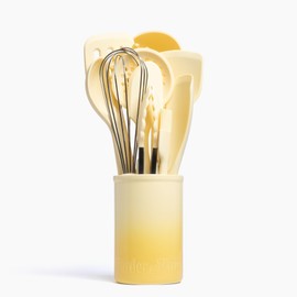 12pc Silicone Kitchen Utensils with Stainless Steel handles and Ceramic holder | Limoncello