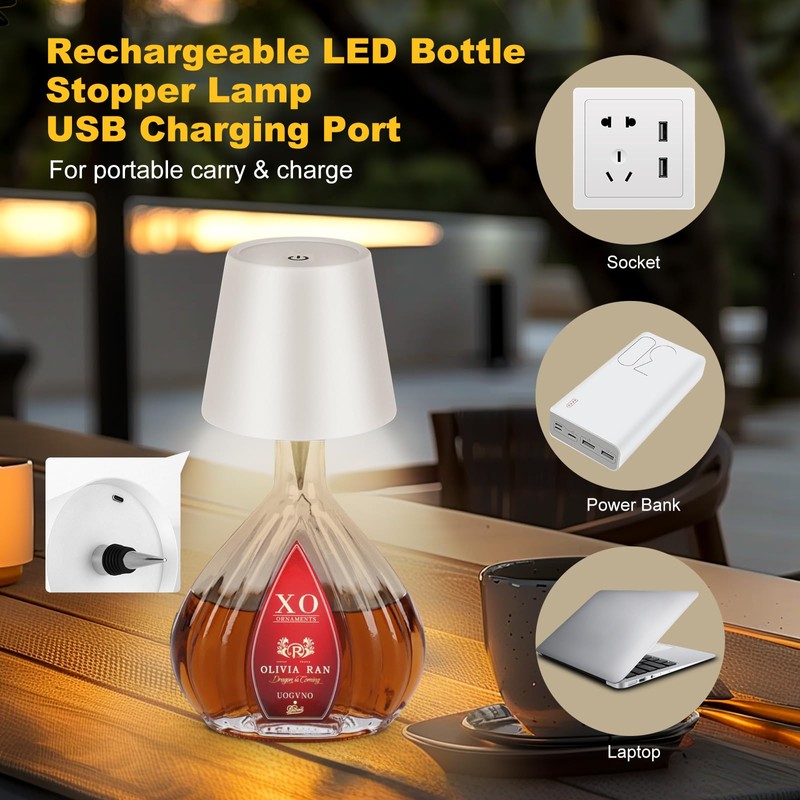 SOUDFK Wireless Bottle Lamp,2025 New 3 Color Rechargeable Wine Bottle
