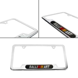 Ralliart X1 RALLIART Chrome Stainless Steel License Plate Frame Carbon Fiber Emblem