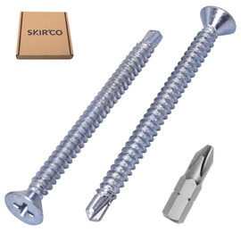 SKIR'CO (Pack of 20) DIN 7504 P Galvanized Steel 4.8 x 60mm Self Drilling Screws for Metal, Tapping Screw, Countersunk Head