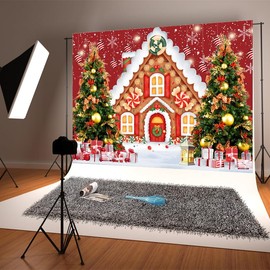 Aisnyho Christmas Backdrop Snowflake Tree Gift Ball Red Merry Xmas Backdrops Background for Photography Family Party Decorations New Year Picture Banner (8x6FT)