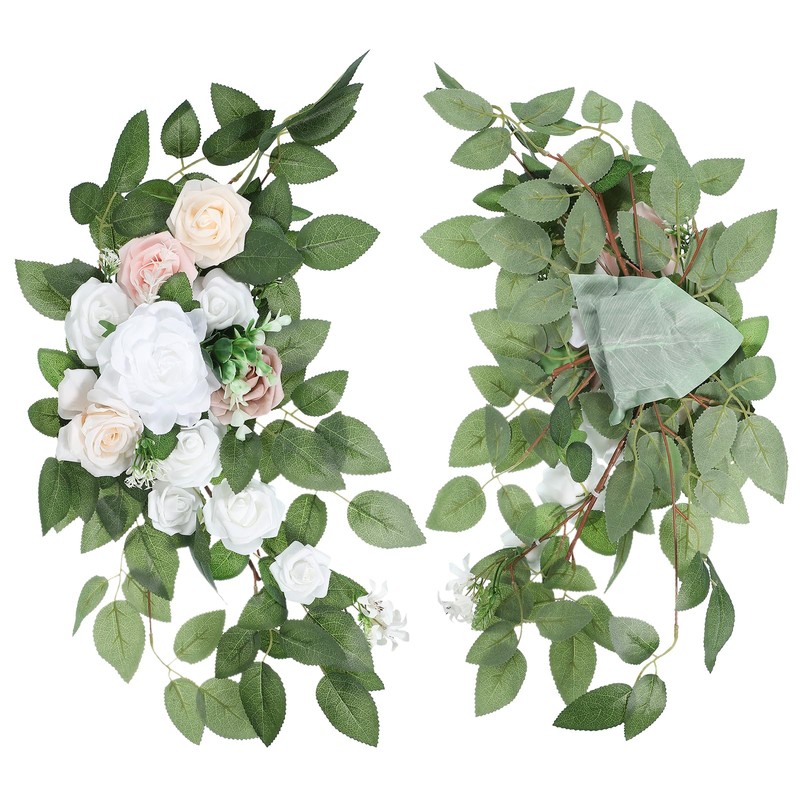 PATIKIL Wedding Arch Flowers,2Pcs Artificial Silk Faux Rose Flower Swag