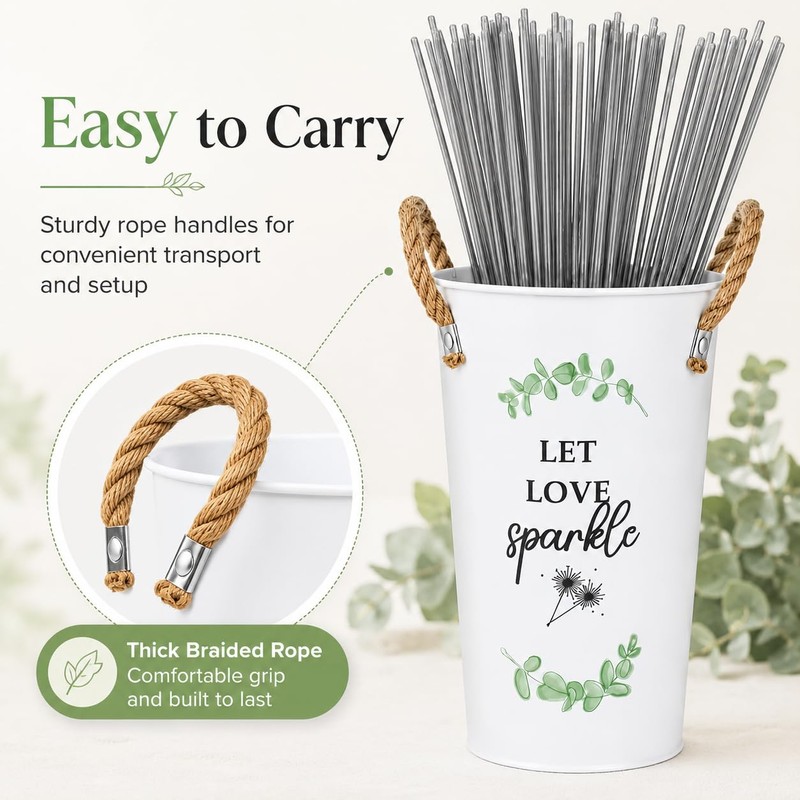 Wedding Sparkler Buckets, 2 Pack Metal Holders