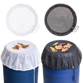2 Pieces Mesh Cover for Rain Barrels with Drawstring, Water Collection Buckets Tank Protector, Rainwater Bucket Netting Screen Cover for Outdoor Garden, 37.4 Inches, White+Black