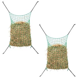 vidaXL Hay Nets Pack of 2, Hay Net, Rectangular, Foldable, Food Saving Net for Horses, Pony, Feeding Net, Hay Bag, Green Polypropylene