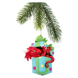 Ruth Thompson Cute Dragon Christmas Ornament 11cm - Red Dragon in Gift Box Fantasy Decoration Christmas