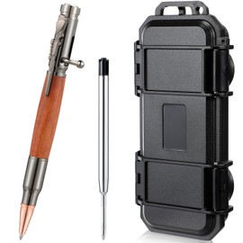 Crtiin Bolt Action Pen Bullet Pen with Gift Box Tactical Pen Ballpoint Solid Pens for Gun Lover with Black Ink Refills for Dad Husband Boyfriend Teacher Christmas Valentine Gift(Black Wood)