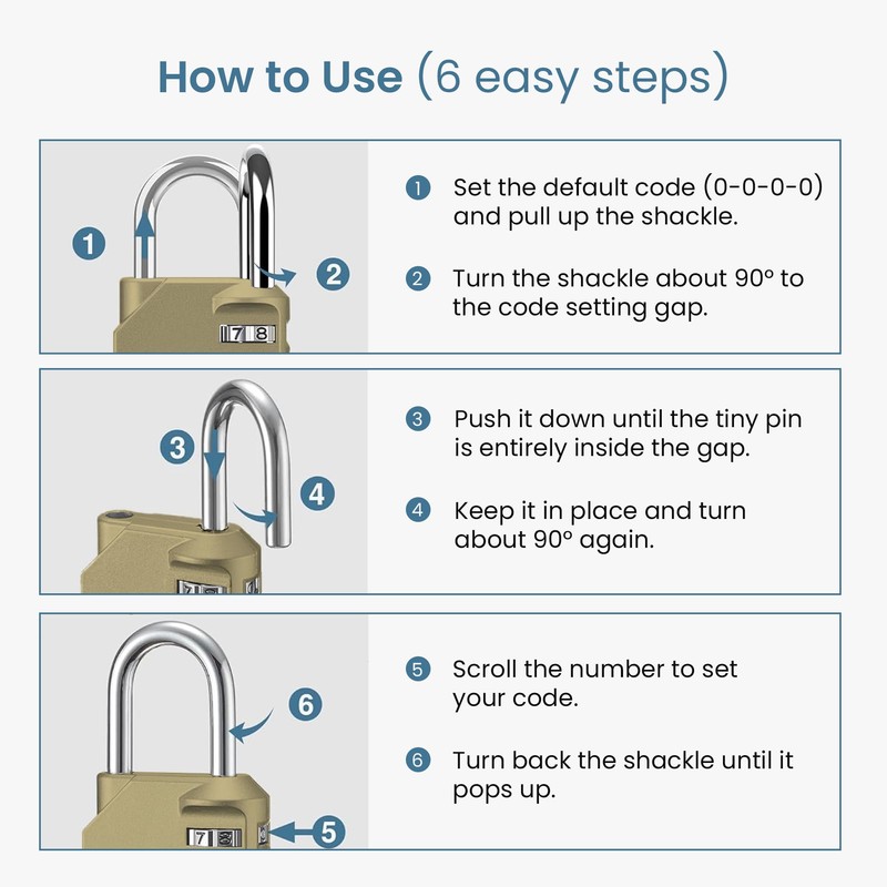 Sparkiva Combination Padlock with Code, 4 Digit Heavy Duty Padlock