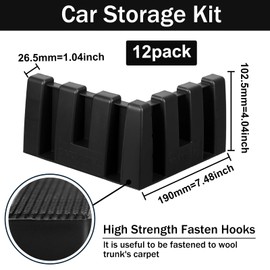 Datanly 12 Sets Car Trunk Organizer Blocks for Back of SUV Multipurpose Car Storage Organizer Blocks Trunk Divider Available to Wool Carpet for Truck SUV Van Cargo