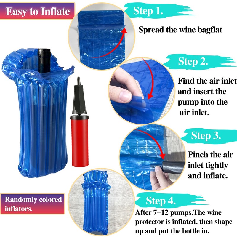 AKLVBL Wine Bottle Travel Protector Bags,Blue Wine Skins for Travel