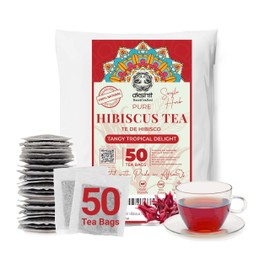 Akshit Natural Hibiscus Tea, 50 Tea Bags, Te De Hibisco, Hibiscus Herbal Tea, Non-GMO, No Sugar, Caffeine free. Perfect for Hot or IcedTea.