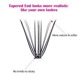 FADLASH Individual Cluster Eyelashes Extension 20 Root 0.10mm D Curl 8-15mm Mixed Length Eyelashes Individual Cluster Lashes Self-Application DIY Lashes Extensions