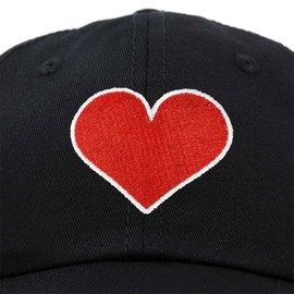 DALIX Big Heart Womens Hat Embroidered Baseball Cap Black