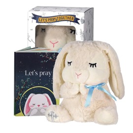 VUNCESSIN Baptism Gifts for Boys, Baby Dedication Gift, Christening Gifts for Baby Boys, Baptism Gifts Set Include 7'' Plush Bunny and Let's Pray Book in Keepsake Box.