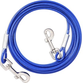 Blue Dog Tie Out Cable Leash: 3/6/9/15m Runner for Yard, Steel Wire with Durable Clips for Small Large Dogs (9m)