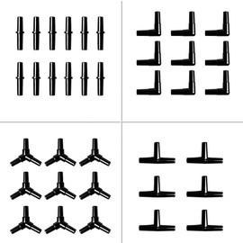 BornFeel Aquarium Airline Tubing Connectors I T L Y 40pcs Fish Tank Air Tube Adapters for 3/16 '' Air Line Hose (Black)