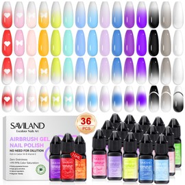 SAVILAND Airbrush Gel Nail Polish: 36 Colors No Need for Dilution Gel Polish Airbrush Paint for Nail Diluted High Pigmented for Acrylic French Gradients Cat Eye Paint Home Salon DIY Christmas Gift