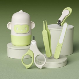 Baby Nail Kit,Baby Manicure Kit and Pedicure kit with Cute Case,Baby Nail Clippers, Scissors, Nail File & Tweezers, Baby Nail File & Tweezer for Newborn, Infant & Toddler (Green)
