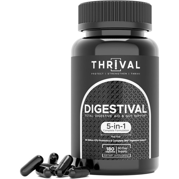 DIGESTIVAL 5-in-1 Gut Health Formula: Probiotics, Prebiotics, Enzymes, Gut Healing