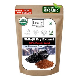 USDA Organic - Shilajit Powder Extract, (3.5 Oz / 100 g) - 99% Fulvic Acid - Full Spectrum Extract | 100% Pure Organic Shilajit - No Fillers | Rich in Fulvic Acid and Trace Minerals by Leafy Organic