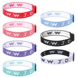 Gjinxi 7PCs WWJD Christian Bracelet, Christian Jesus Inspirational Bracelets Adjustable Wristbands for Women Men, What Would Jesus Do Bracelet for Christian Bracelet WWJD Bracelets