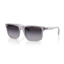 A|X ARMANI EXCHANGE Men's AX4145SF Low Bridge Fit Square Sunglasses, Shiny Transparent Grey/Gradient Grey, 57 mm