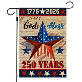 250 Anniversary USA Garden Flags for Outside,4th of July 250th Year America Banner,God Bless United States 12x18 Inch Double-Sided with Patriotic Star,1776-2026 America Merchandise for Yard Decoration
