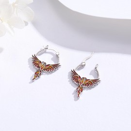JUSTKIDSTOY Phoenix Earrings for Women 925 Sterling Silver Rising Phoenix Huggie Hoop Earrings Jewelry Gifts for Wife Girlfriend