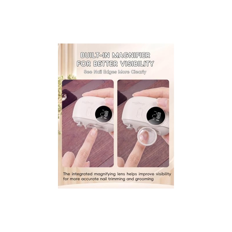 Electric Nail Clipper with Magnifier for Safe Nail Care White