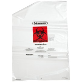 SP Bel-Art Clear Biohazard Disposal Bags with Warning Label; 1.5 mil Thick, 15-20 Gallon Capacity, Polypropylene (Pack of 100) (F13162-0009)