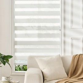 Pesalco Zebra Roller Shades, Cordless Zebra Blinds for Window, Window Blinds for Indoor, Light Control Light Filtering for Day and Night, 22''W X 72''H, White