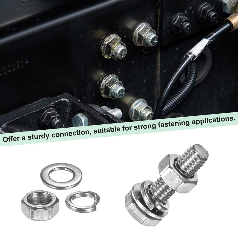 M METERXITY 4-Pack Hex Head Screw Bolt with Nuts Flat