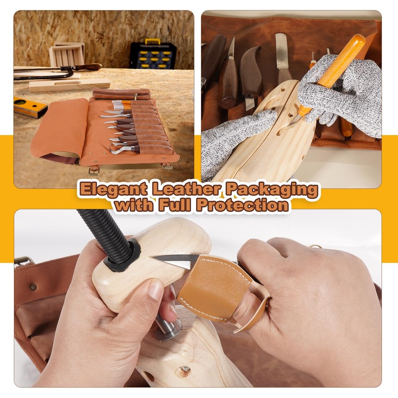 Premium Wood Carving Tools Kit - Ergonomic Walnut Handles, Razor-Sharp