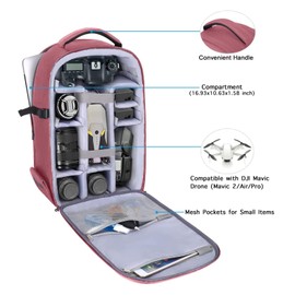 MOSISO Camera Backpack, DSLR/SLR/Mirrorless Photography Camera Bag 15-16 inch Waterproof Hardshell Case with Tripod Holder&Laptop Compartment Compatible with Canon/Nikon/Sony, Dusty Rose