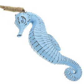 HOMSFOU Seahorse Wall Sculpture Distressed Rustic Wooden Ocean Animal Wall Art Nautical Hanging Handcarved Seahorse Wall Decor Beach Themed Party Decoration