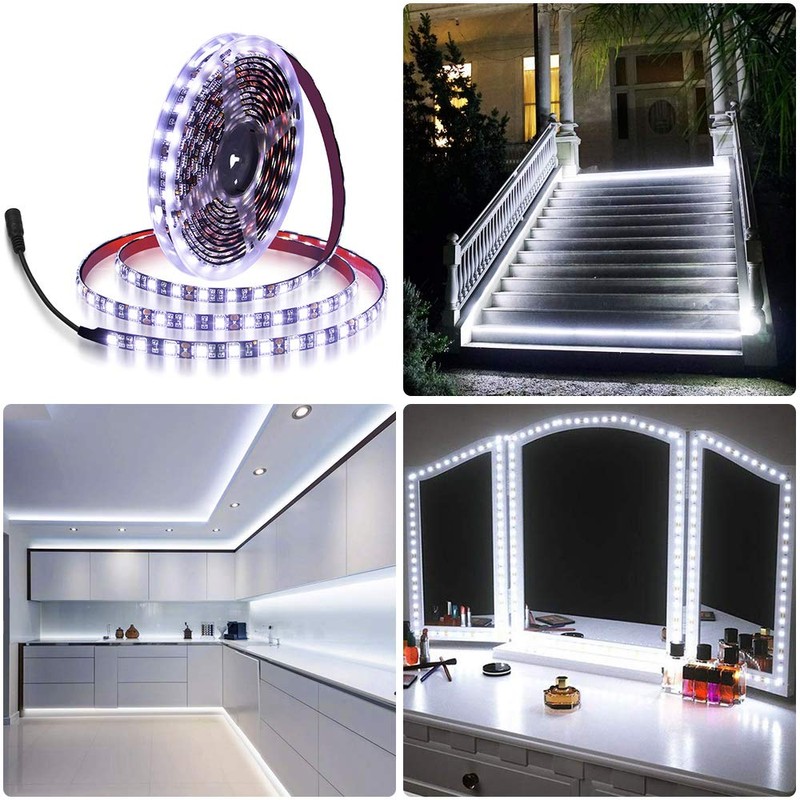 ALITOVE 16.4ft White LED Strip Flexible Ribbon Light Black PCB